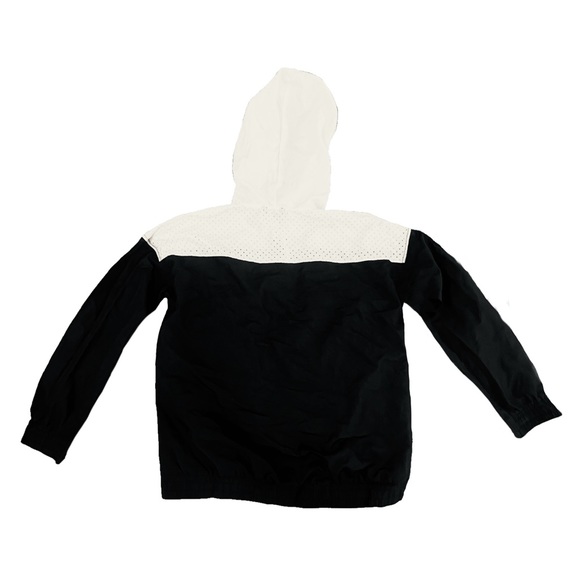 BEBE Woven Black White Logo Hooded Jacket w/ Vented Perforated Panel & Logo Tape - Picture 12 of 16